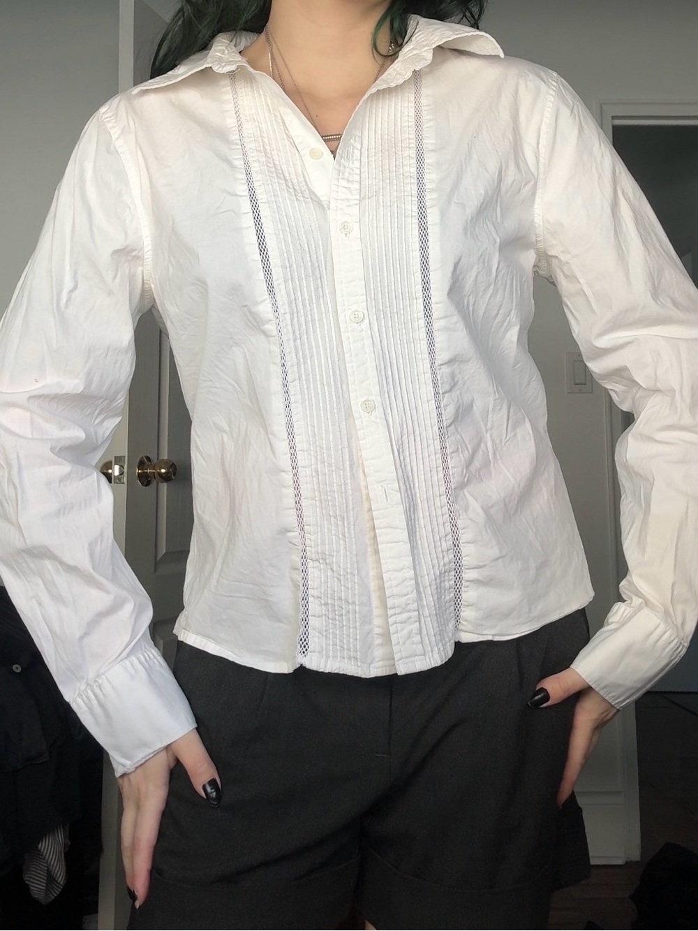 Point Zero White Pintuck Button-Down Shirt